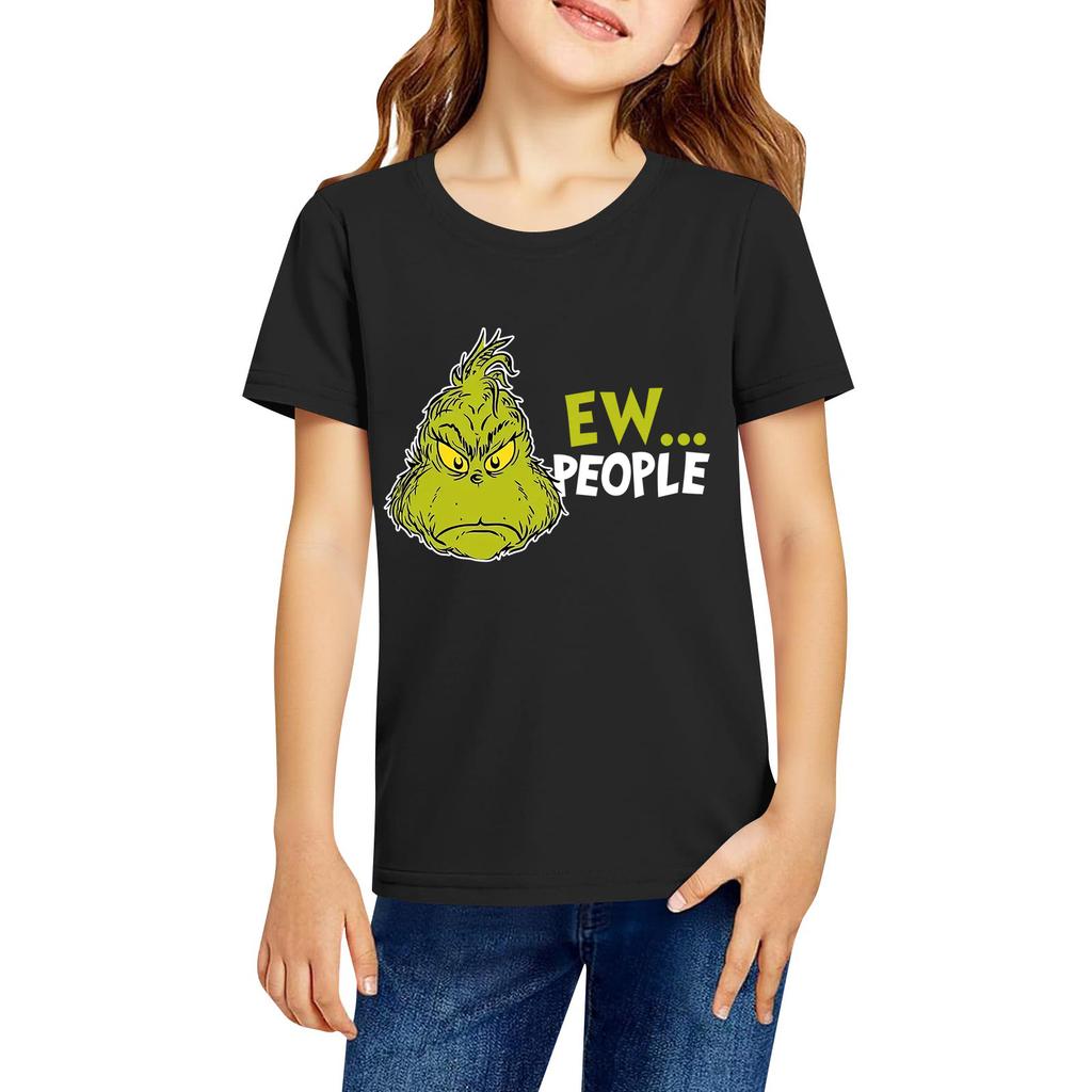 Fashionable Round Neck Short Sleeve Work Clothes Printed Tops For KID Summer Tops