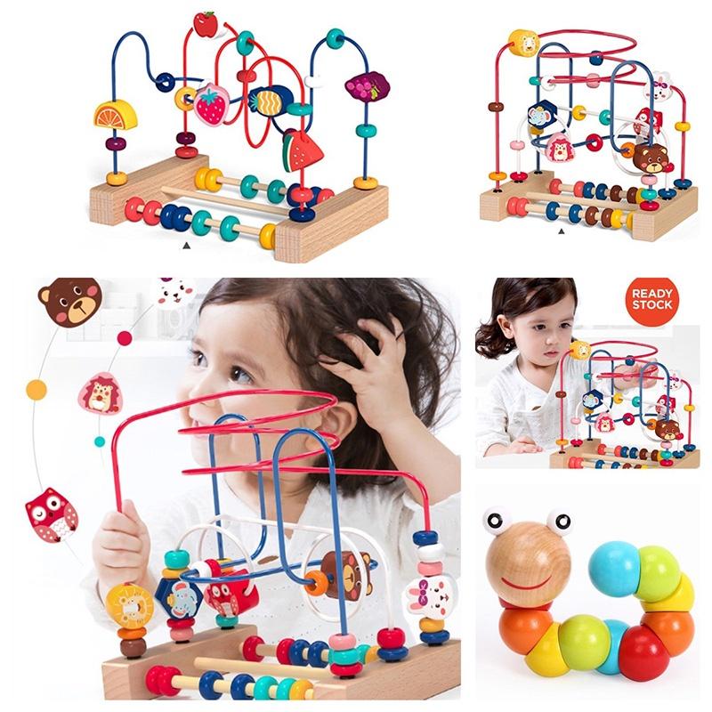 Wooden Intelligence Building Toy For Infants And Toddlers Developing Brain And Body Coordination Through Bead Stringing Play 78 Characters
