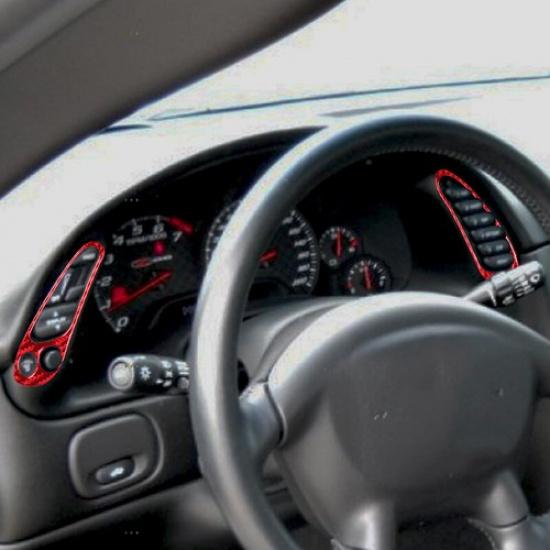 Red Carbon Fiber Car Dashboard Sid Button Cover For Chevrolet Corvette C5 98-04