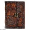 Handmade Leather Diary Embossed Antique Lock for Artist Sketchbook Size 7 * 5 Inch