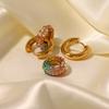 Youthway Exquisite Colorful Round Donut Earrings High Quality Gold Color Texture Stylish Jewelry Bijoux Femme  New