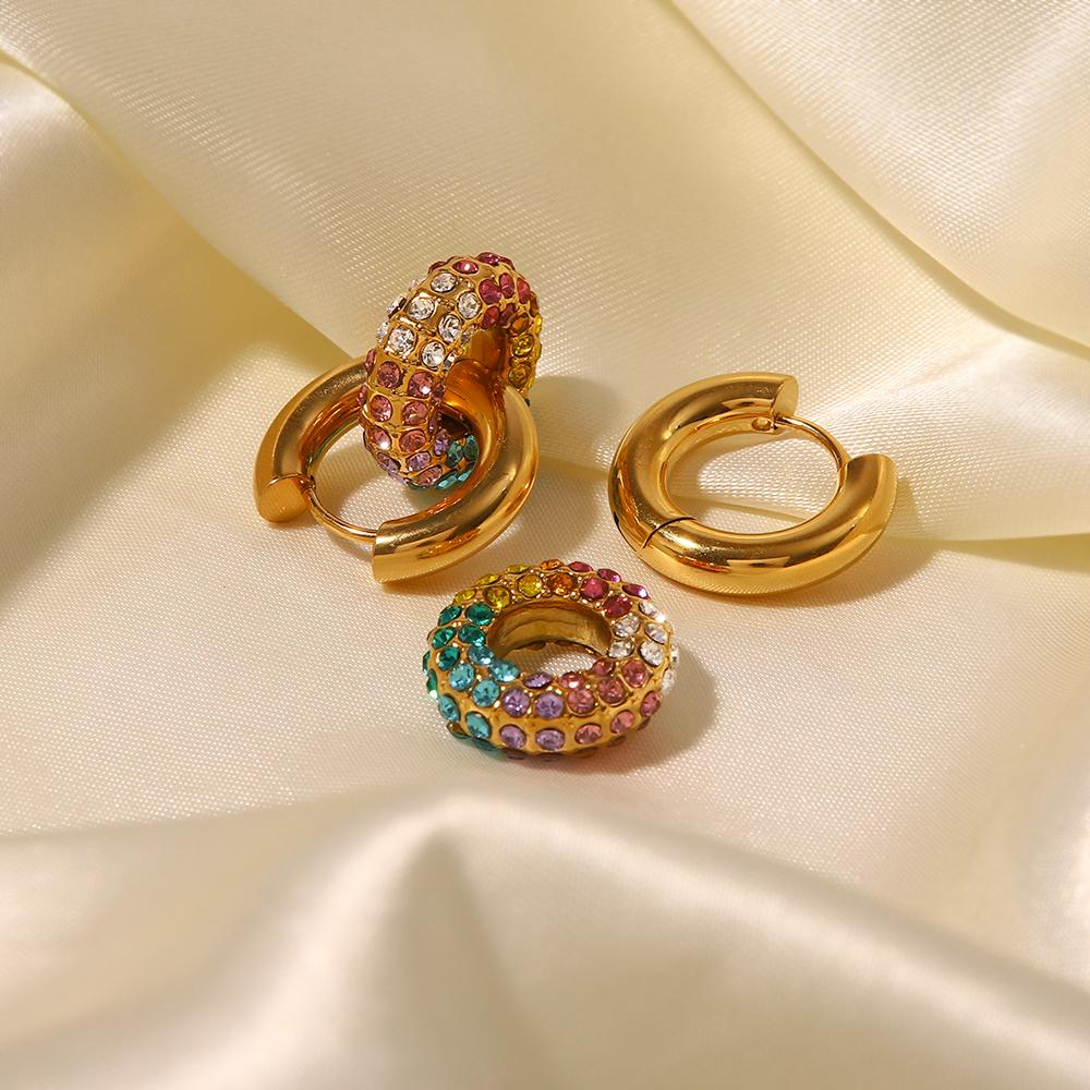 Youthway Exquisite Colorful Round Donut Earrings High Quality Gold Color Texture Stylish Jewelry Bijoux Femme New