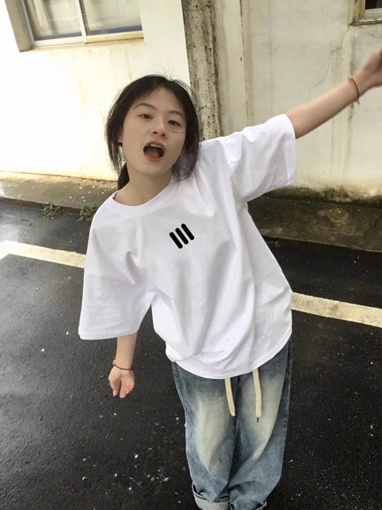 Women's Oversized Short-Sleeve Pure Cotton T-Shirt - American Brand Summer Fashion