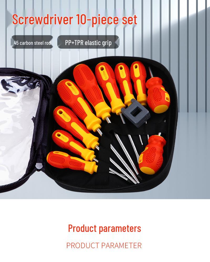 10-Piece Non-Slip Handle Slotted & Phillips Screwdriver Set