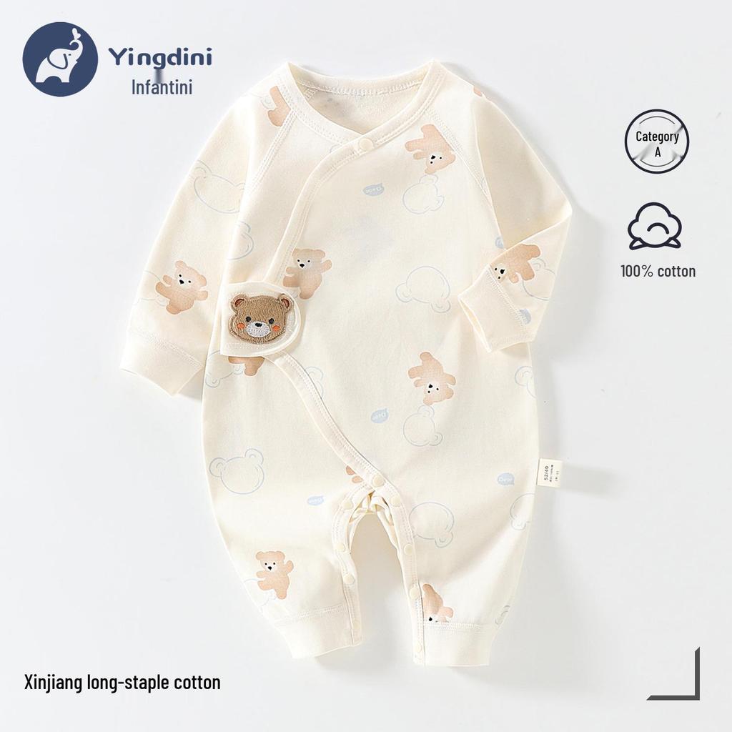 Neugeborenen Strampler aus reiner Baumwolle mit Schmetterlingsmotiv - Atmungsaktiver doppellagiger Anzug für Herbst und Frühling