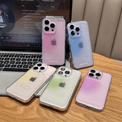 Color Gradual Change Smudge Suitable for iPhone11promax Mobile Phone Case 11pro Transparent TPU Space Case Fine Hole Case