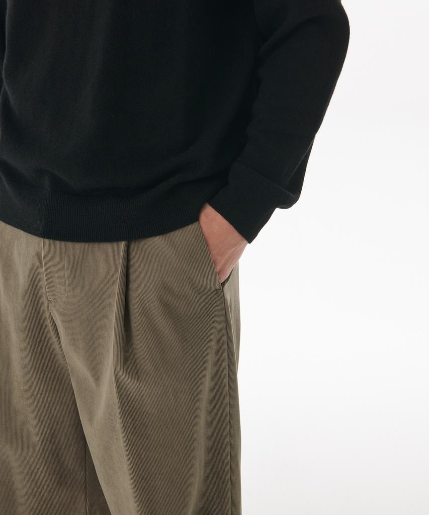 Musinsa Standard 14W Corduroy One-Pleat Wide Elastic Pants [Taupe Beige]