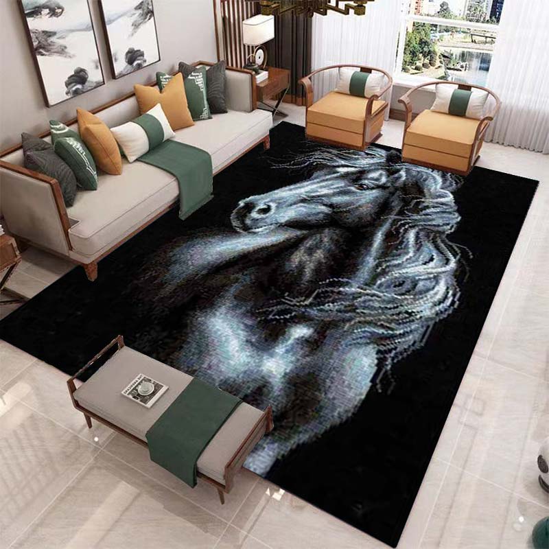 Modern Decor 3D Horses Pattern Carpet Sofa Area Rug Anti-slip Mats Bedside Kitchen Rugs Children Play Carpets for Living Room