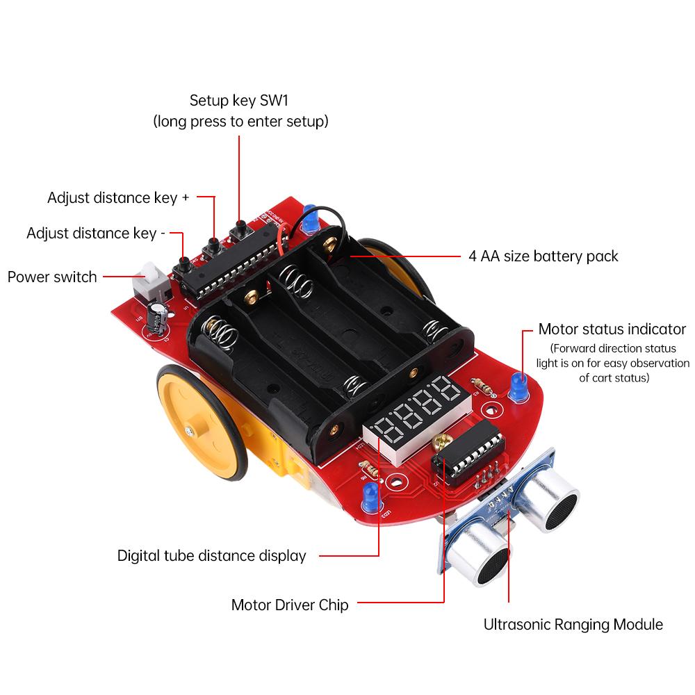 Ultraschall-Entfernungsmessung, Hindernisvermeidung, Auto-DIY-Schweißset, Mikrocontroller, intelligente Auto-Programmierung, elektronisches DIY-Kit