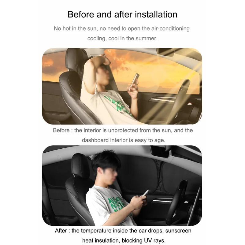 For Tesla Model 3 Highland 2024 Silver Coated Cloth Sun Shade Side Window Privacy Sunshade Auto Windshield Sunshield Accessories
