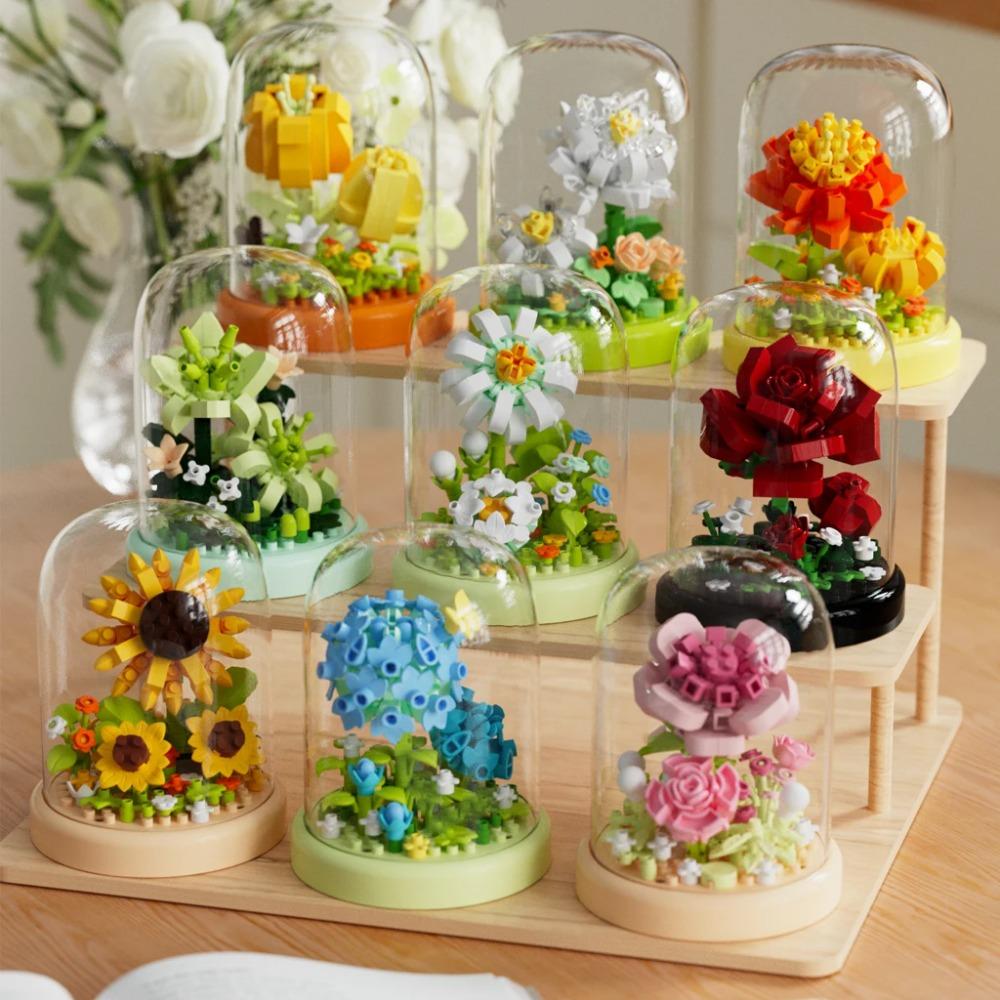 Eternal Flower Bouquet Assembly Blocks Children's Toy Mini Brick Particle Girl Series Rose Bundle Valentine's Day Birthday Gift