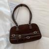 2025 Autumn/Winter New Style Korean Versatile Bowling Underarm Bag Suede Retro Shoulder Bag Square Handbag Korean Style Simple