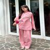Dusty Pink Embroidered Short Kurti with Trousers and Dupatta Set
