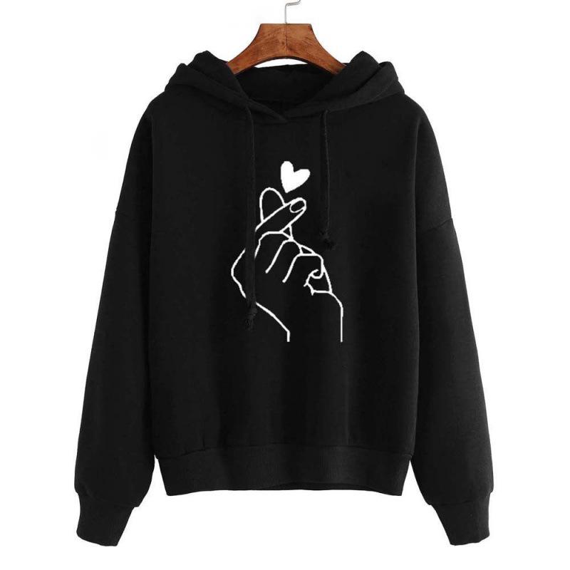 2022 Trendy Women's Loose Fit Printed Hooded Sweatshirt - Multi-color
