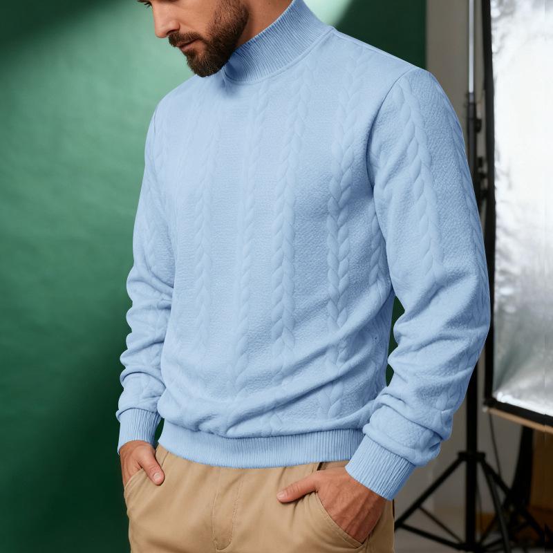 Men's Heavyweight American Style Cable Knit High Neck Winter Hoodie