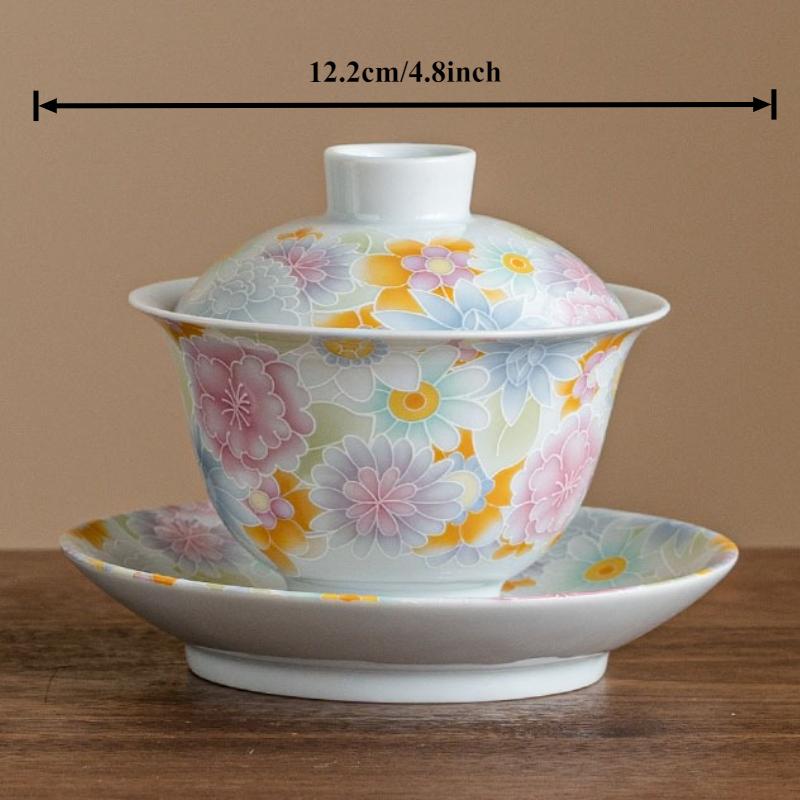 Handbemalte Blumen Terrine Keramik Porzellan Gaiwan Chinesische Kung Fu Teetasse Antike Gedeckte Teetasse Haushalts Teegeschirr Meistertasse