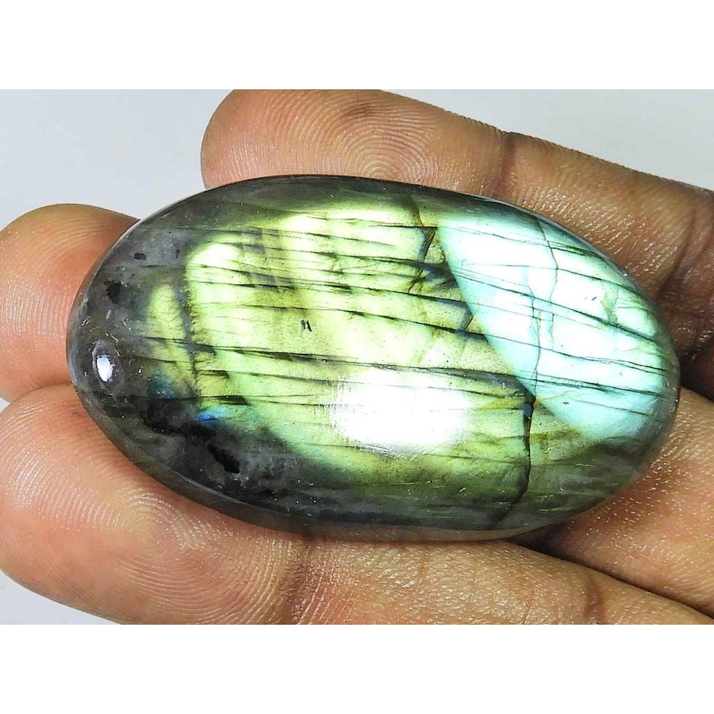 130Cts. Natural Labradorite Oval Crystal Cabochon loose Gemstone 29X54MM SK-1979
