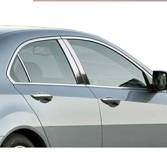 6pcs Chrome Door Pillar Posts 4PCS Window Cover Trim For Acura TSX 2009-2014 .