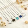 Titanium Steel Geometric Pendant Necklace Men Women Hypoallergenic Fashion Jewelry With Turquoise Accent
