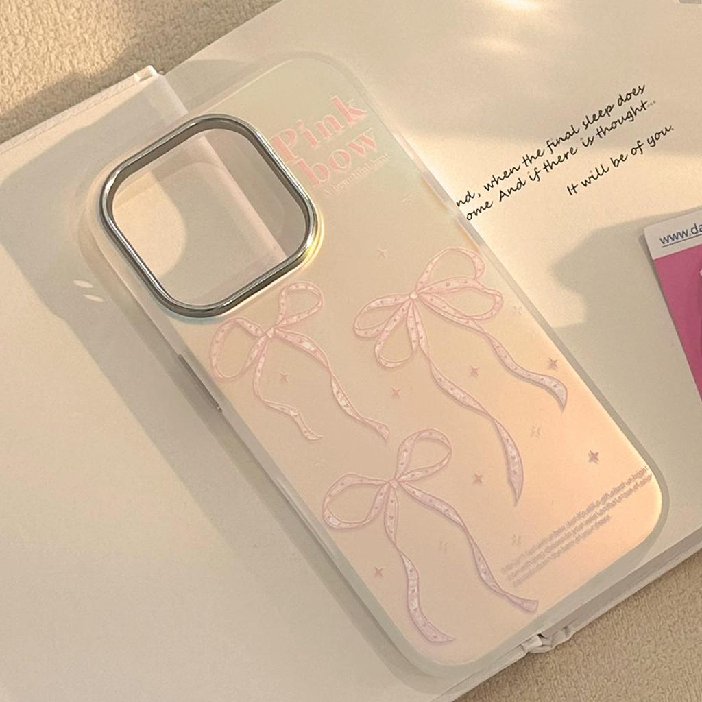 Art Pink Bow Case for iPhone 15 iPhone 16 Pro Max