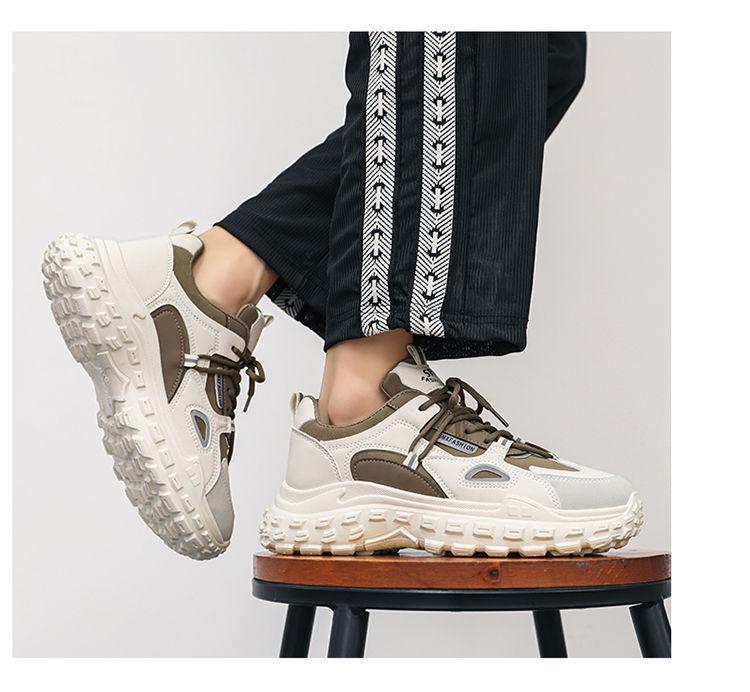 New Hong Kong Style Breathable Men's Fashion Sports Shoes: Thick-Soled, Non-Slip, Wear-Resistant Dad Sneakers