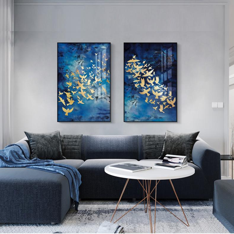 Nordic Style Golden Birds Butterflies Wall Art Posters Abstract Canvas Paintings Pictures for Interior Living Room Home Decor