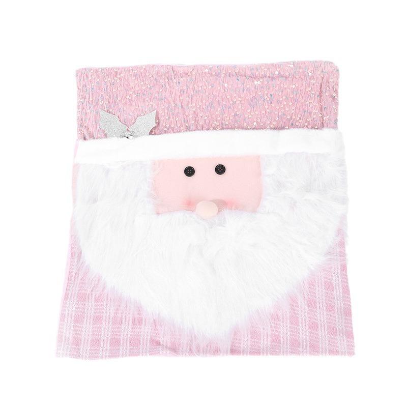 1pcs Pink Christmas Chair Covers with Santa Claus Cloth Dining Stool Covers for European Home Decor Household Supplies