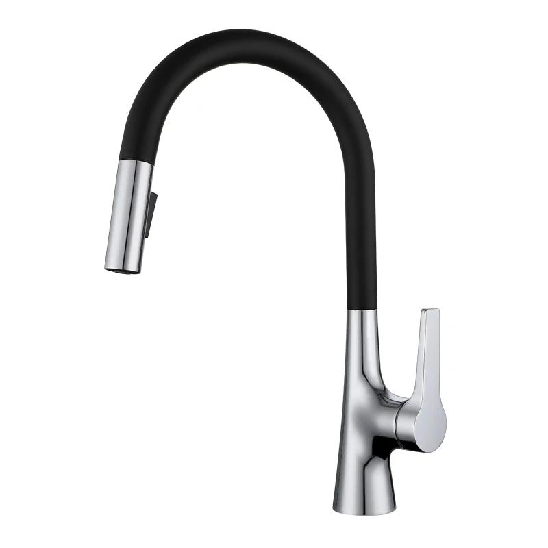 Bagnolux Black Brass Deck Mounted Kitchen Faucet Two Function Single Handle Pull Out Mixer Hot and Cold Water Pull Out Taps