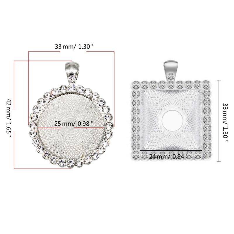 10pcs/set Pendant Settings Rhinestone Cabochon Base Jewelry Making Alloy Tray Findings for DIY Photo Frame Necklace