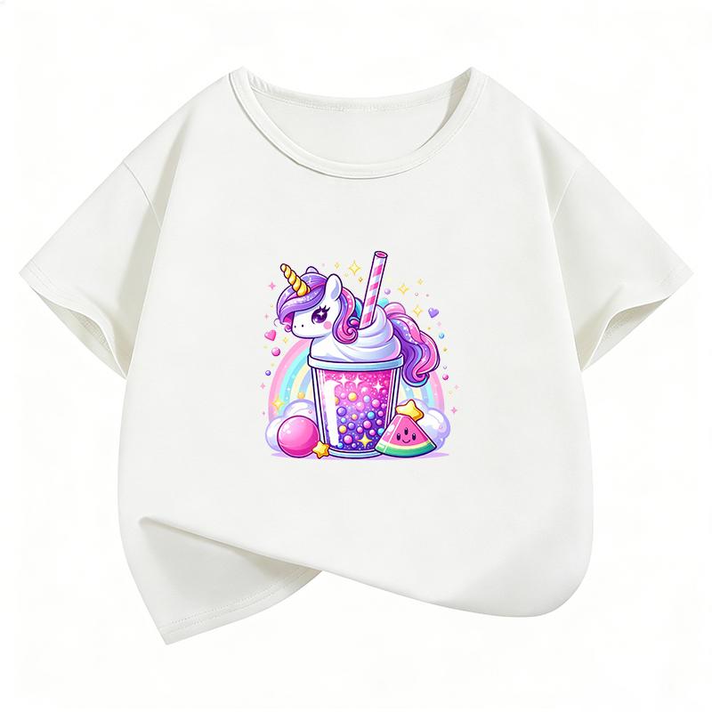 2026 Summer Spring Kawaii Unicorn T Shirts Funny Manga Kids Childrens Tshirt Short Sleeve Boys Girls Casual Top Tee