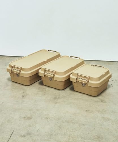 GORDON MILLER 40L Car Trunk Cargo Stacking Storage Box Organizer, Coyote Beige, with Lid, Large Capacity, Suitable for Outdoor Use, 1680033