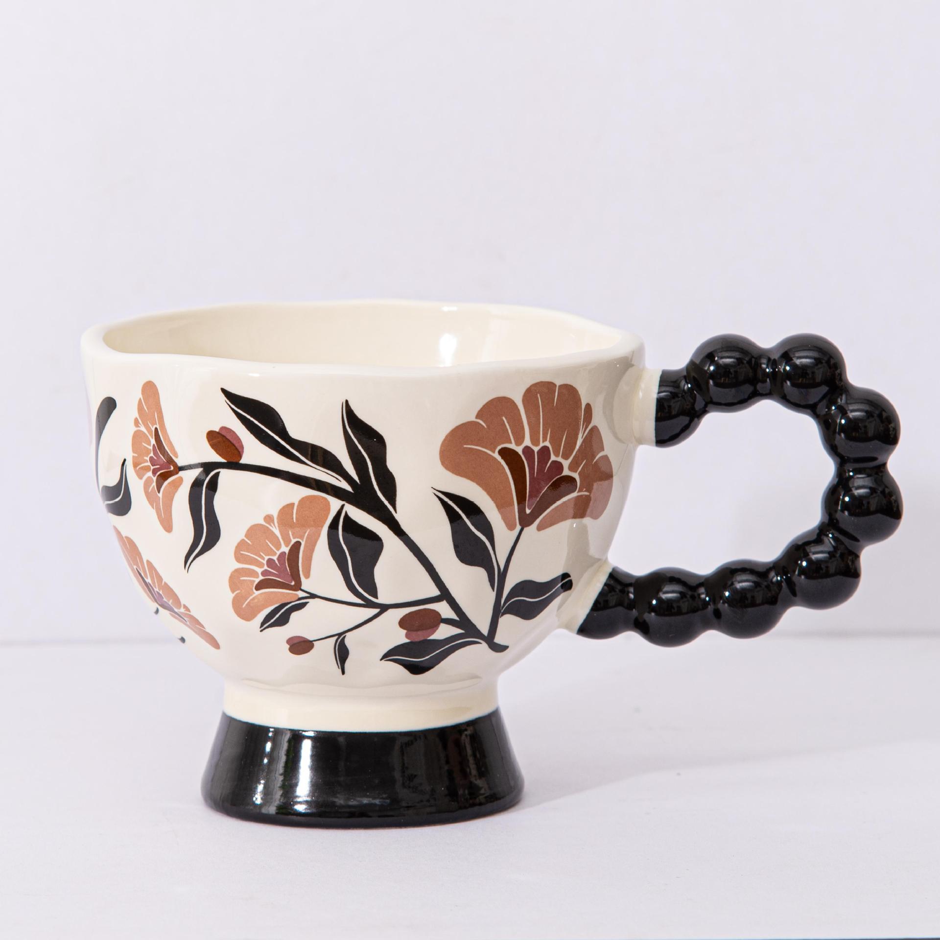 Retro style mug Tenghua tall ceramic cup high value drinking cup office coffee cup holiday souvenir cup 300ml