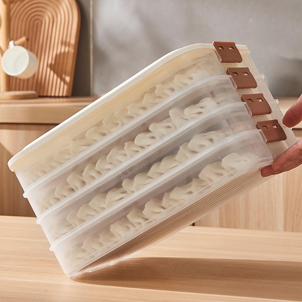 3/4-layer Wonton Dumpling Storage Containers Sealed Quick-Frozen Dumpling Boxes Stackable  with Timer Kitchen Tools