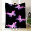Glowing Pink Butterflies On Black Background Patterned Flannel Blanket Perfect for the Bedroom Living Room, Sofa, or a Little Nap
