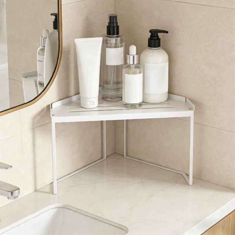 Modulars Stackable Shelf Corner Design Carbon Steel Corner Shelf Suitable for Flexible Organization in Bathroom Kitchen