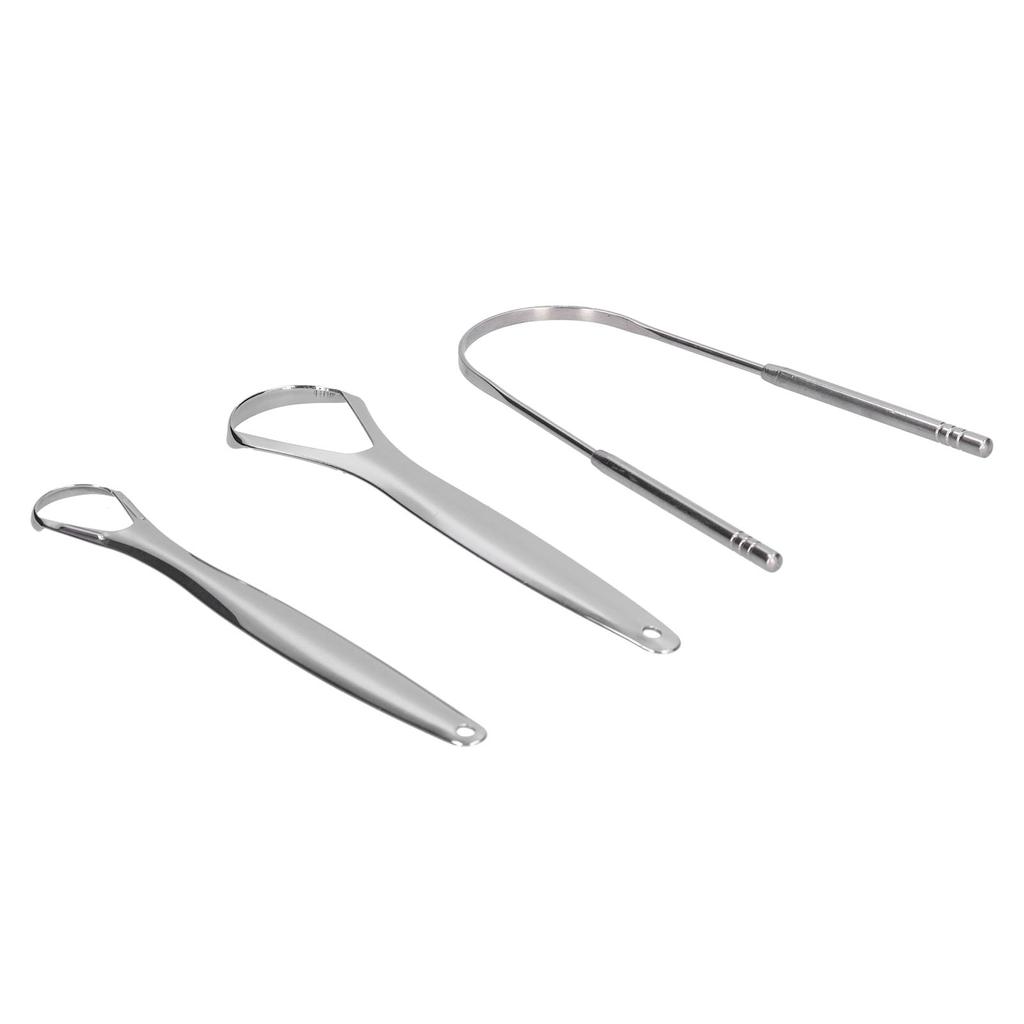 3PCS Portable Tongue Scraper Stainless Steel Tongue Cleaner Cleaning Brush Oral Care Tools
