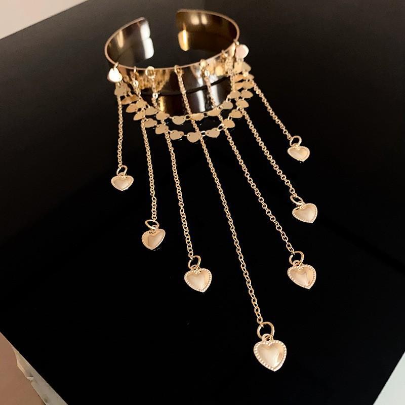 Upper Arm Bracelet Metal Tassel Star Heart Chain Armband Cuff Simple Arm Bangle Armlet Adjustable For Women Girl
