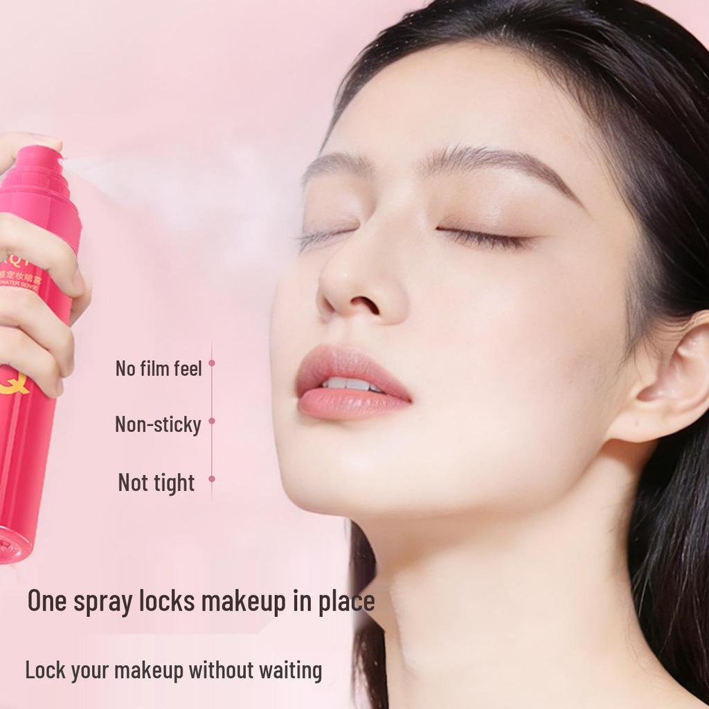 QXQY Light Mist Setting Spray: Waterproof, Sweatproof, Long-Lasting, No Smudge/Cake, Fast-Drying, Portable for Students.