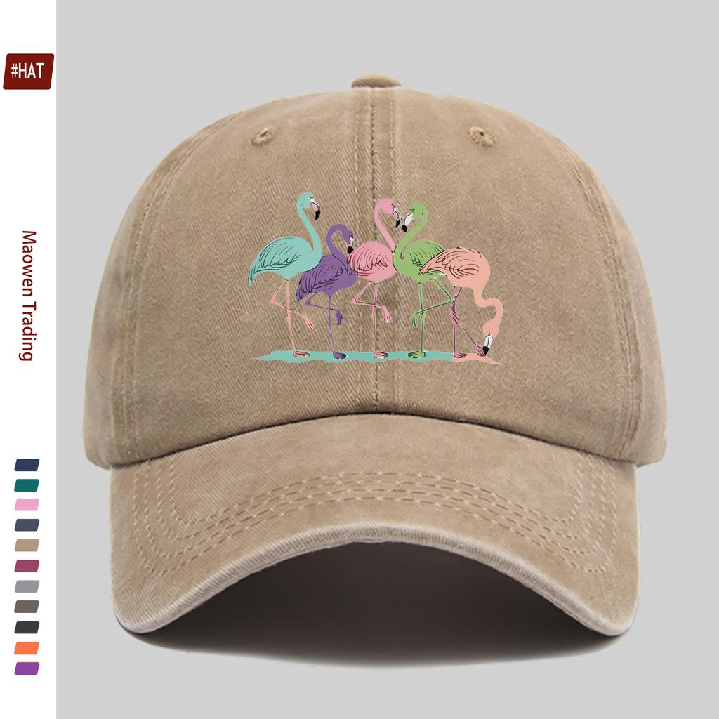 pc Five Colorful Flamingo Print Baseball Cap Travel Casual Design Sun Hat Comfortable and Lightweight Multiple Colors Availa