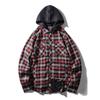 Export Export Tail Order Gingham Hooded Shirt Men's Spring and Autumn American Retro Overalls Casual Shirt Jacket