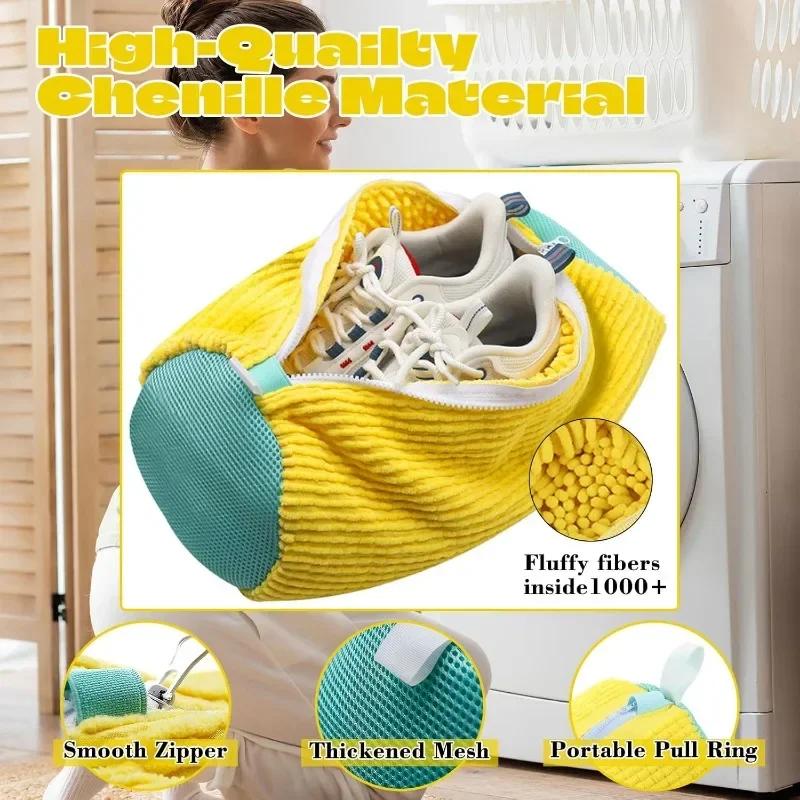 Washing Shoes Bag Padded Net Laundry Shoes Protector Fluffy fibers Polyester Sneaker Washing Friendly Laundry Bag Drying Bags