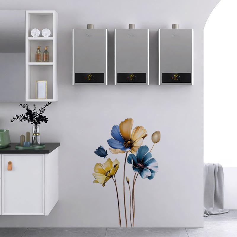 Golden Blue 3d Flower Wall Sticker Living Room Bedroom Background Sofa TV Wall Decoration Self-adhesive Vinyl Decals