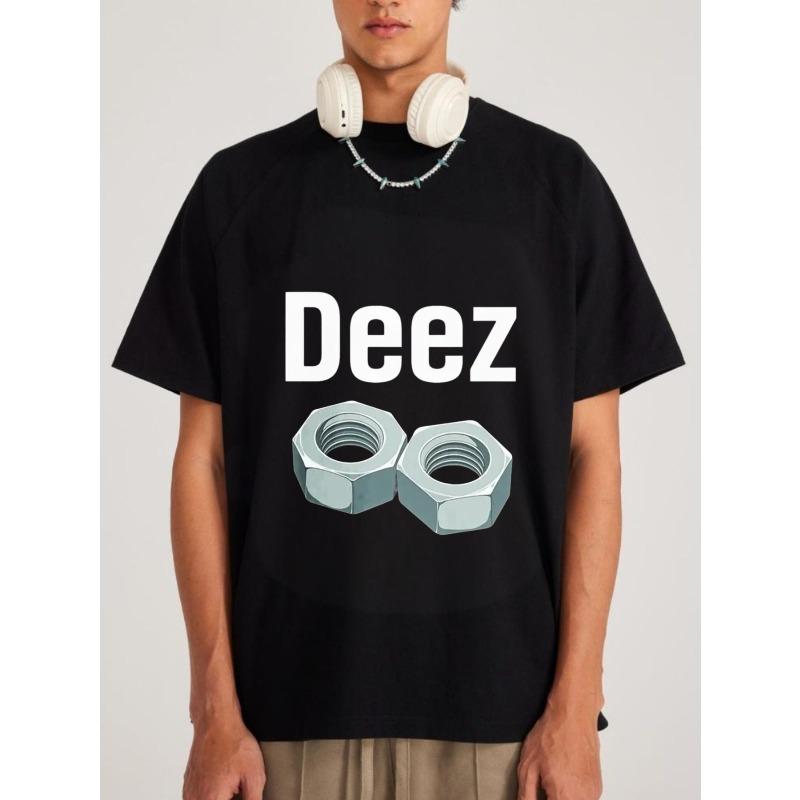 

Crewneck T Shirt White Deez Nuts Graphic Print Casual Wear for Men and Women Streetwear Fashion Statement Top Daily Outfit XXXXL чорний