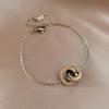 Rose Gold Zircon Roman Numerals Double Ring Bracelet - Titanium Steel Japanese & Korean Style Bangle