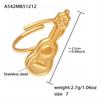 18K Gold-Plated Stainless Steel Guitar Open Ring - Trendy College Style Accessory with Niche Design.