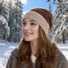 Autumn and Winter Piece Together Color Thickened for Keep Warmth Knitted Mao Line Hat Women Fashion Ear Protection Baotou Knitted Heap Heap Hat