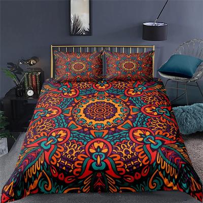 Etnický bohémský povlak na přikrývku Mandala King Queen European Flowers Vintage povlečení Geometrický Retro styl Polyesterový povlak na přikrývku