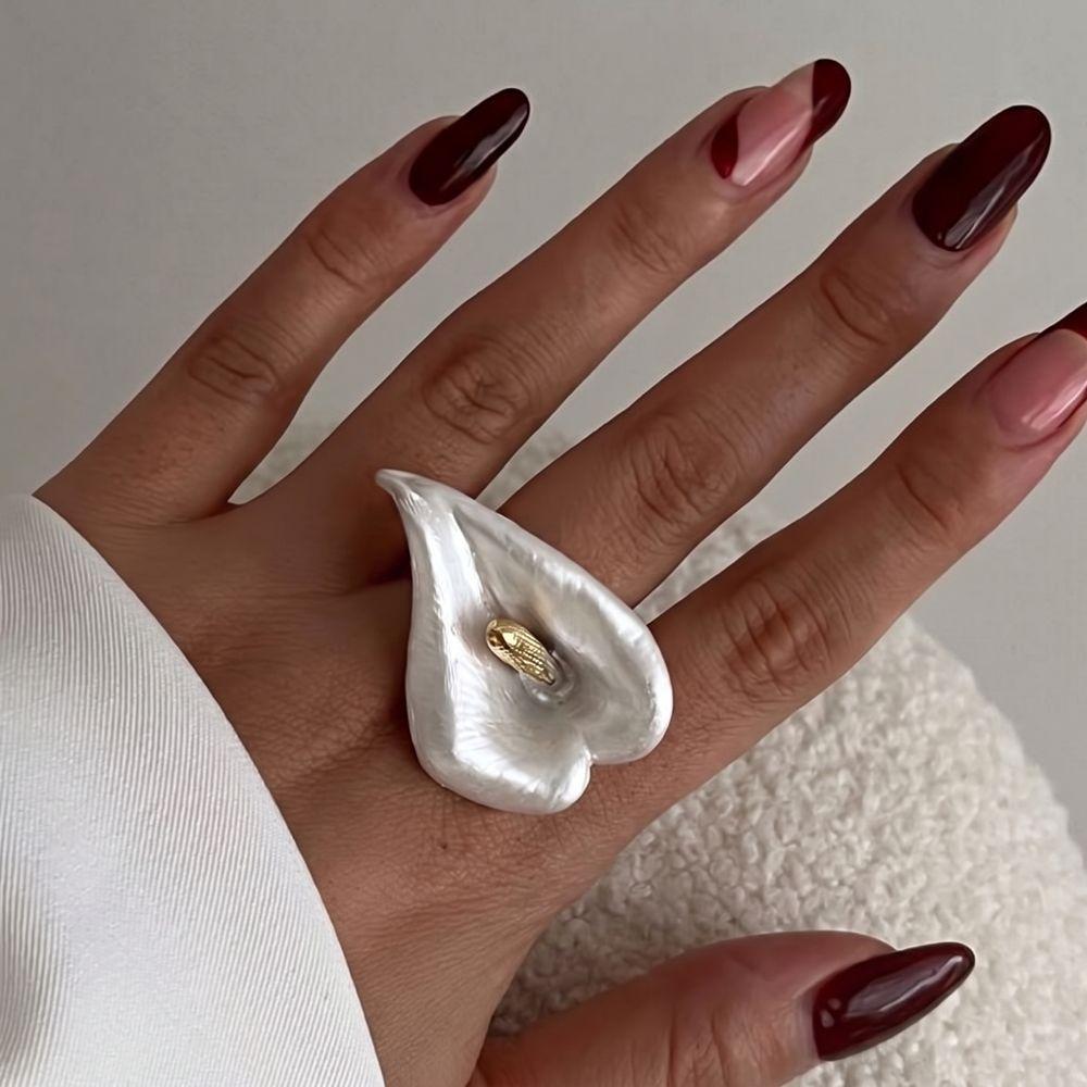 Adjustable Geometric Open Ring Colorful Vintage Ring Elegant Enamel Calla Flower Ring Party