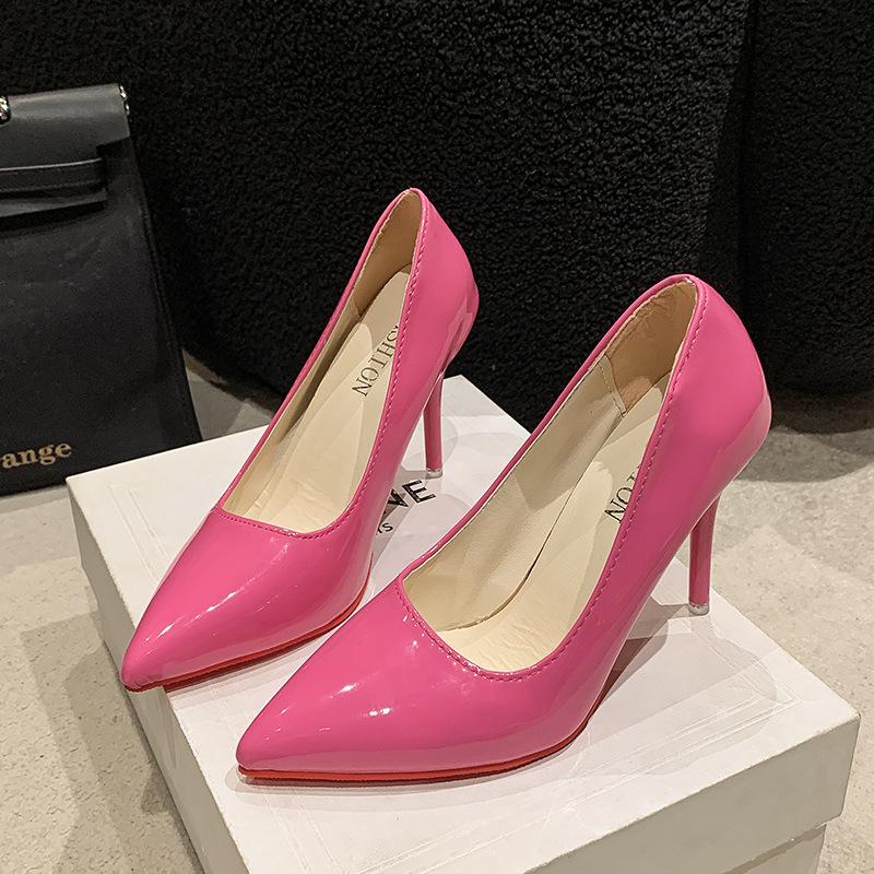 

Французские туфли на высоком каблуке, женские, с острым носком, модные, осень 2025, новые, в стиле феи, одинарные туфли большого размера 43 розы красного