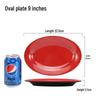 Qianxing Black Red Melamine Oval Dinner Plates, 9-inch (10-Pack)